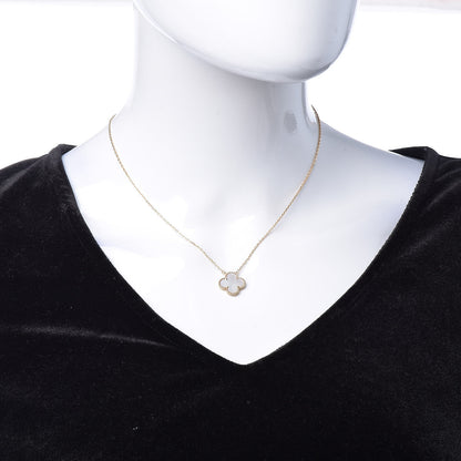 Van Cleef & Arpels 18K Yellow Gold Mother of Pearl Vintage Alhambra Pendant Necklace 2 of 7