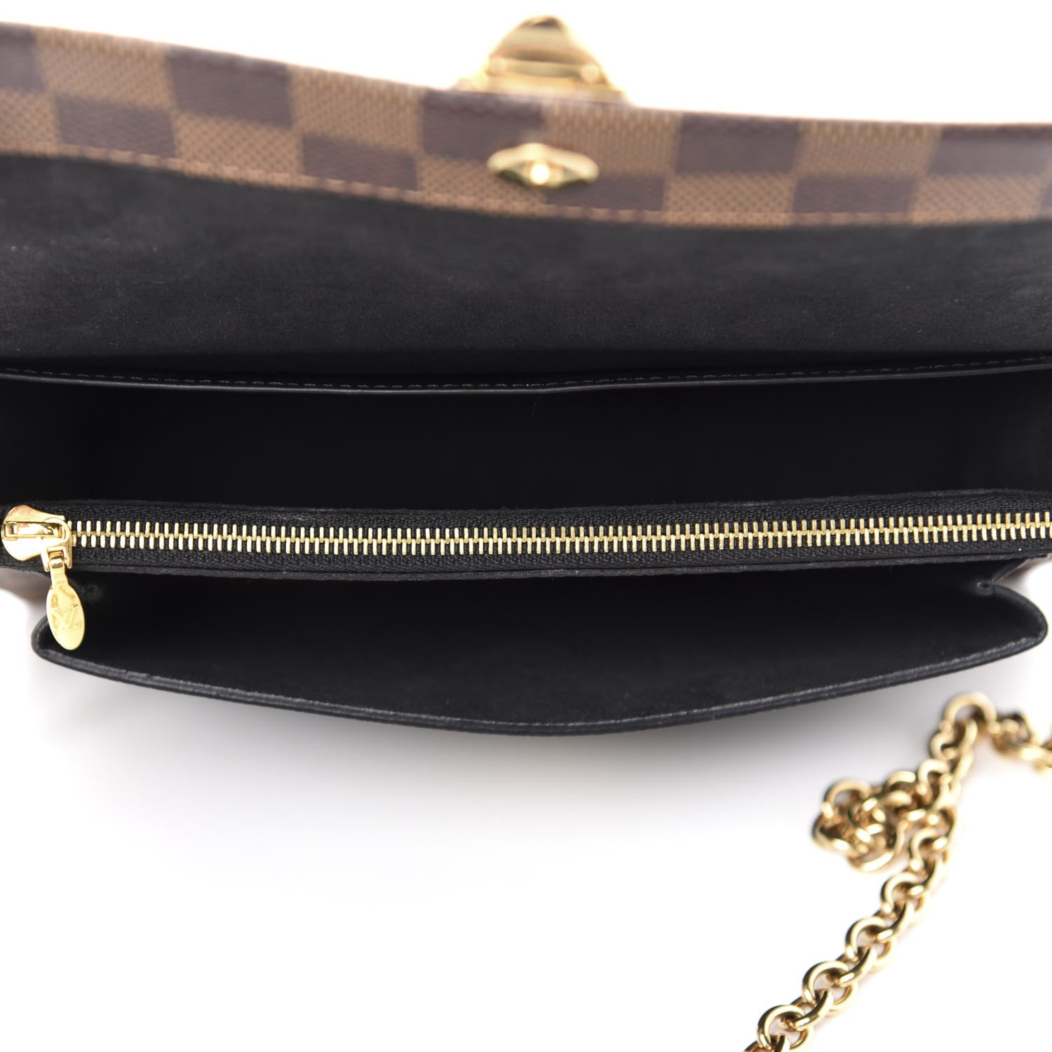 Louis Vuitton Damier Ebene Vavin Chain Wallet Black 5 of 10