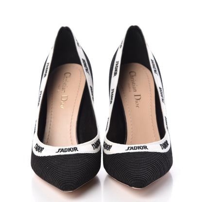 Christian Dior Technical Canvas Ribbon Embroidered J'Adior 100mm Pumps 38 Black 2 of 9