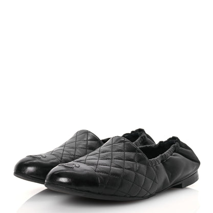 Chanel Lambskin Quilted Elastic CC Loafers 37.5 Black 3 of 13