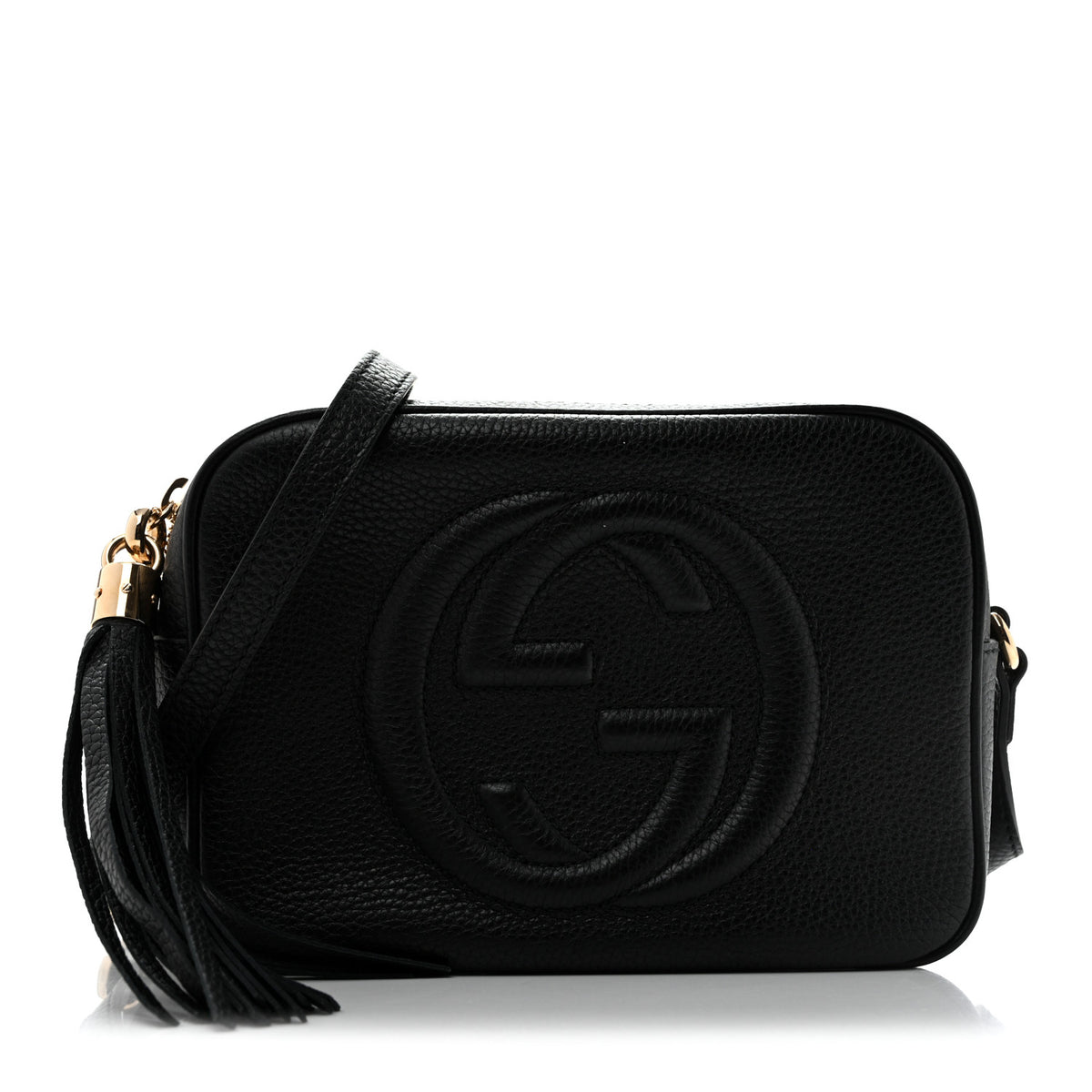 Pebbled Calfskin Small Soho Disco Bag Black