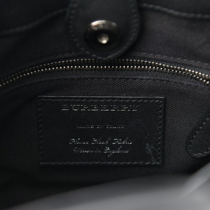 Burberry Pebbled Calfskin House Check Studded Baby Banner Tote Black 6 of 14