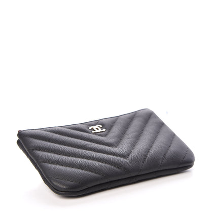 Chanel Caviar Chevron Quilted Small Cosmetic Case Black 4 of 10