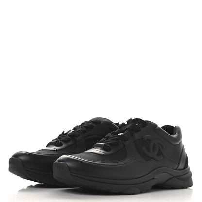 Chanel Lambskin Fabric CC Uniform Mens Sneakers 46 Black 4 of 9