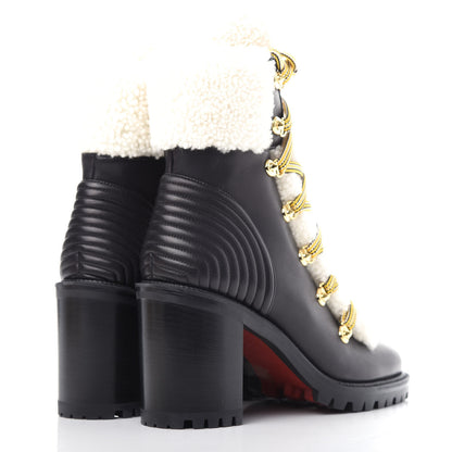 Christian Louboutin Calfskin Shearling Yetita 70 Hiker Booties 39.5 Black 4 of 10