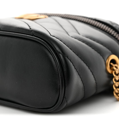 Gucci Calfskin Matelasse Chevron Mini GG Marmont Top Handle Bag Black 10 of 10