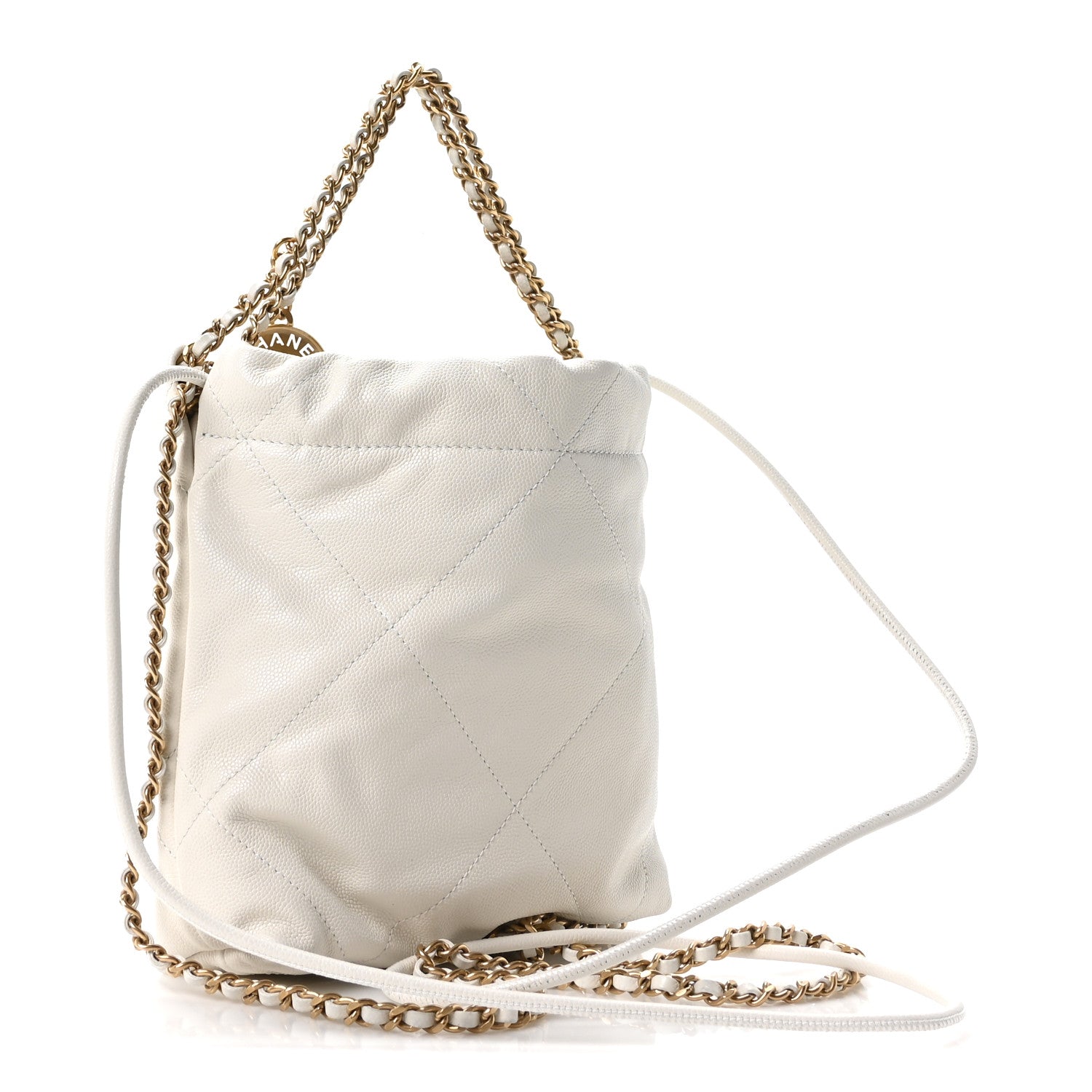 Chanel Shiny Caviar Quilted Monochrome Mini Chanel 22 White 3 of 10