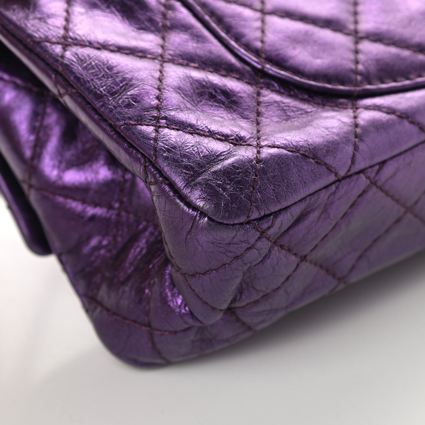 Metallic Aged Calfskin Quilted 2.55 Reissue 226 Flap Purple