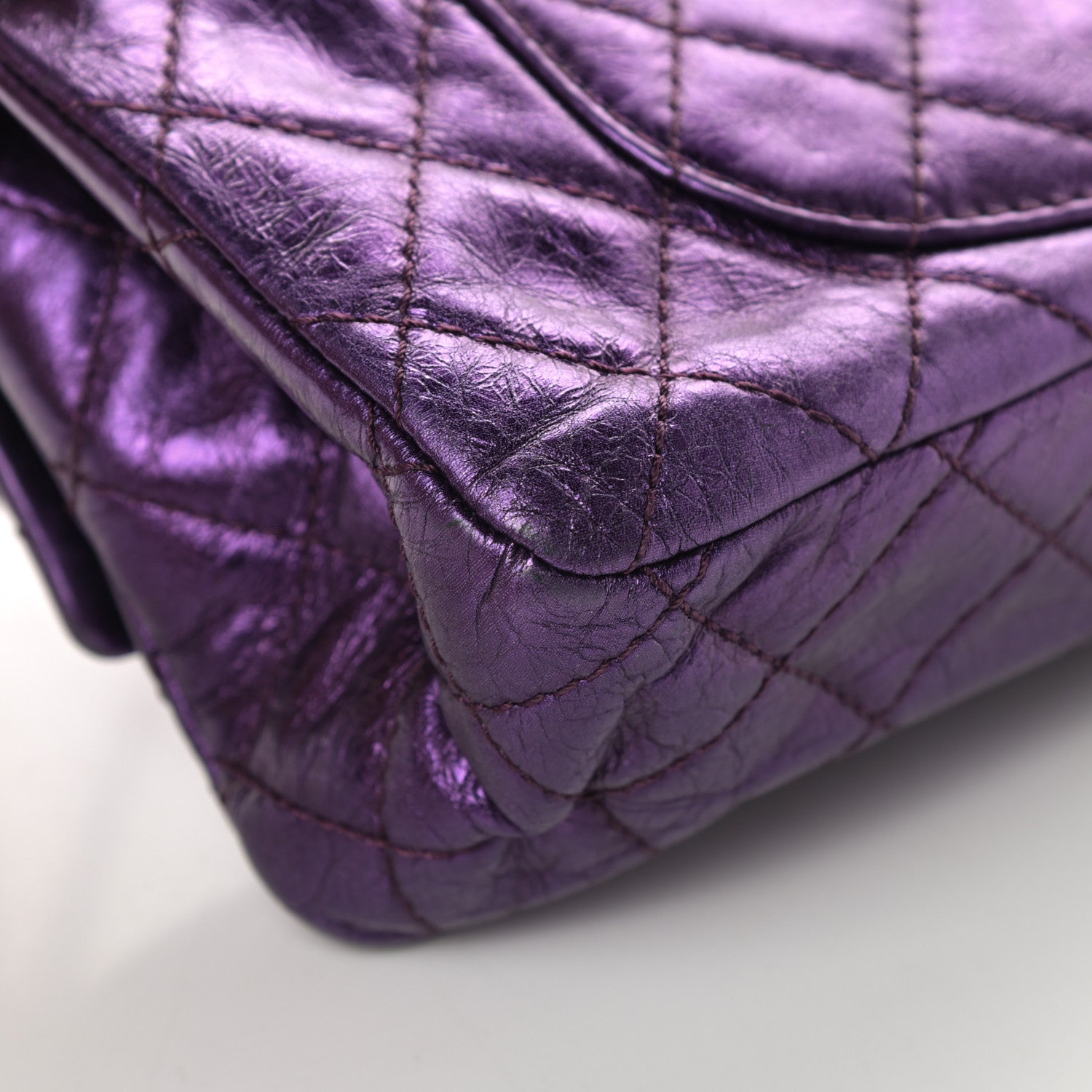 Chanel Metallic Aged Calfskin Quilted 2.55 Reissue 226 Flap Purple 12 of 15