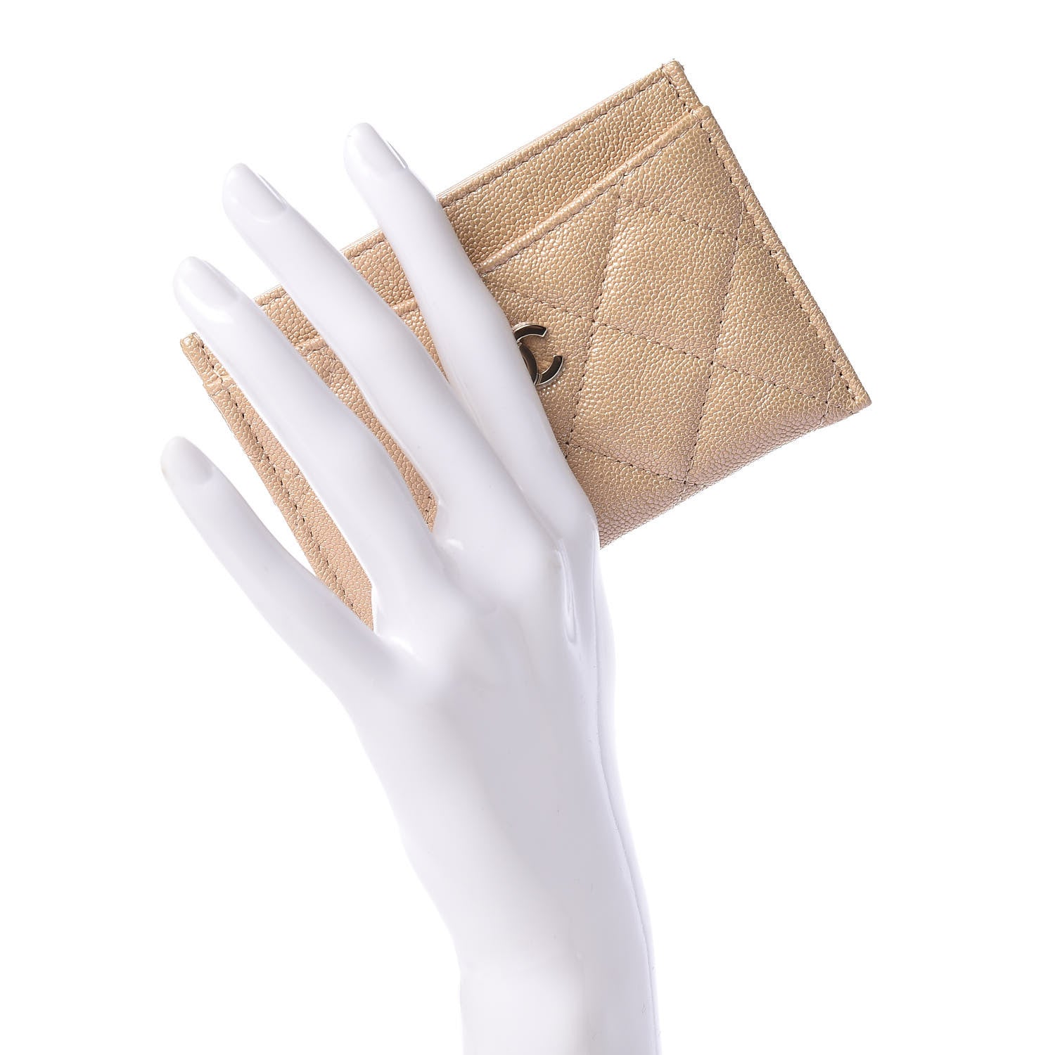 Chanel Iridescent Caviar Quilted Card Holder Beige 2 of 8