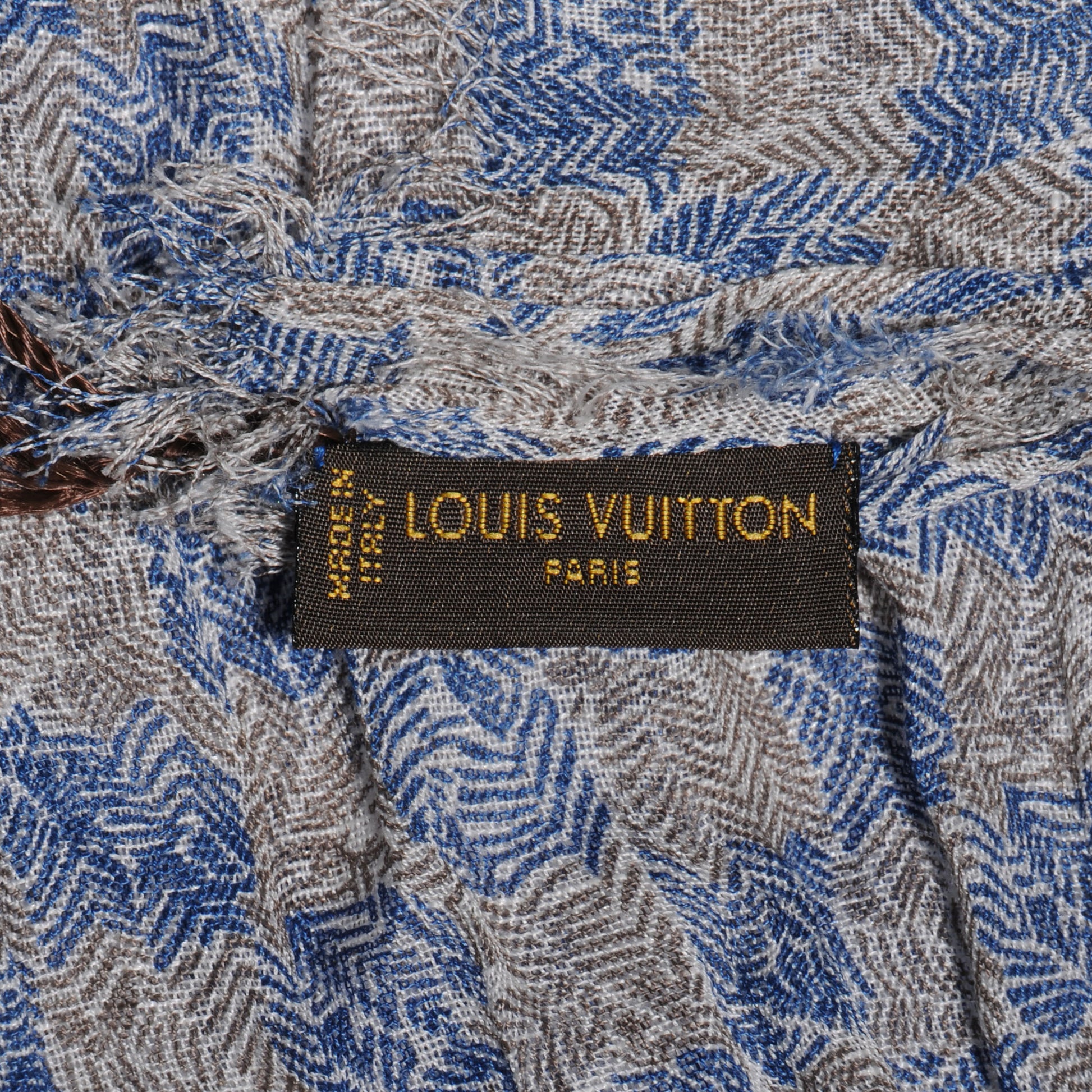 Louis Vuitton Cotton Linen Etole Damier Palm Stole Blue 6 of 7