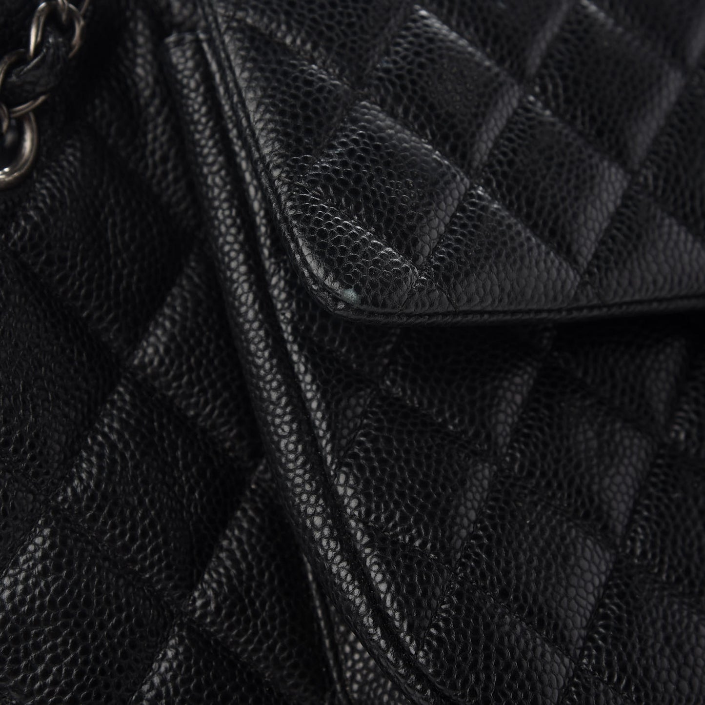 Caviar Quilted Flap Tote Black