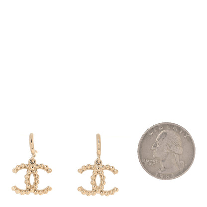 Chanel Metal Bead CC Drop Earrings Gold 2 of 4