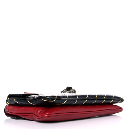 Gucci Calfskin Diagonal GG Medium Thiara Double Envelope Shoulder Bag Black Red 4 of 11