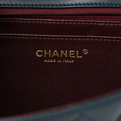 Chanel Lambskin Quilted Bi-Color Flap Navy Turquoise 6 of 16