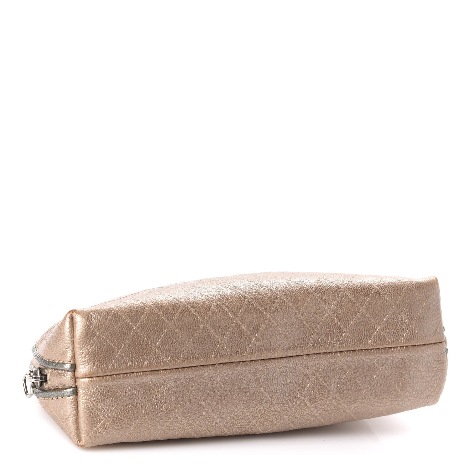 Chanel Iridescent Calfskin Embossed Cosmetic Pouch Light Gold 4 of 11