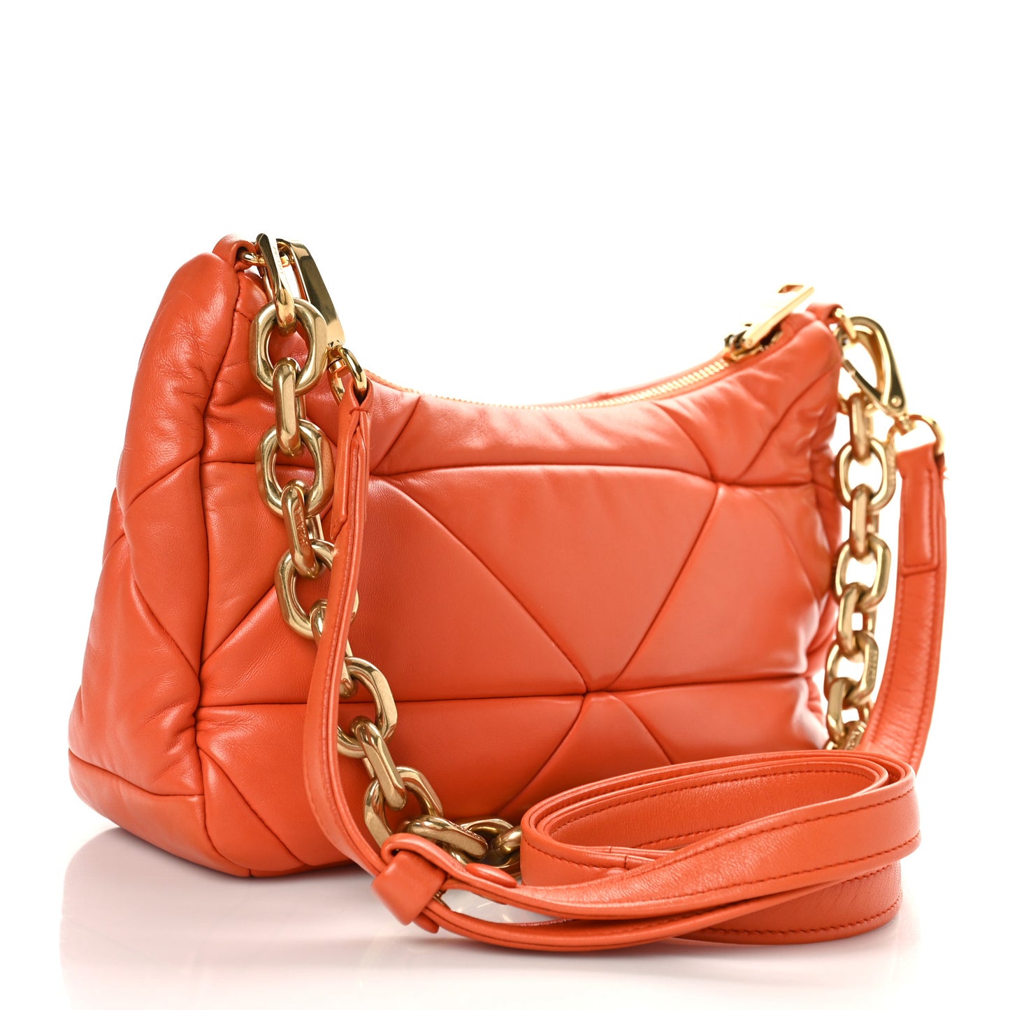Nappa Triangle Quilted Patchwork System Bag Arancio