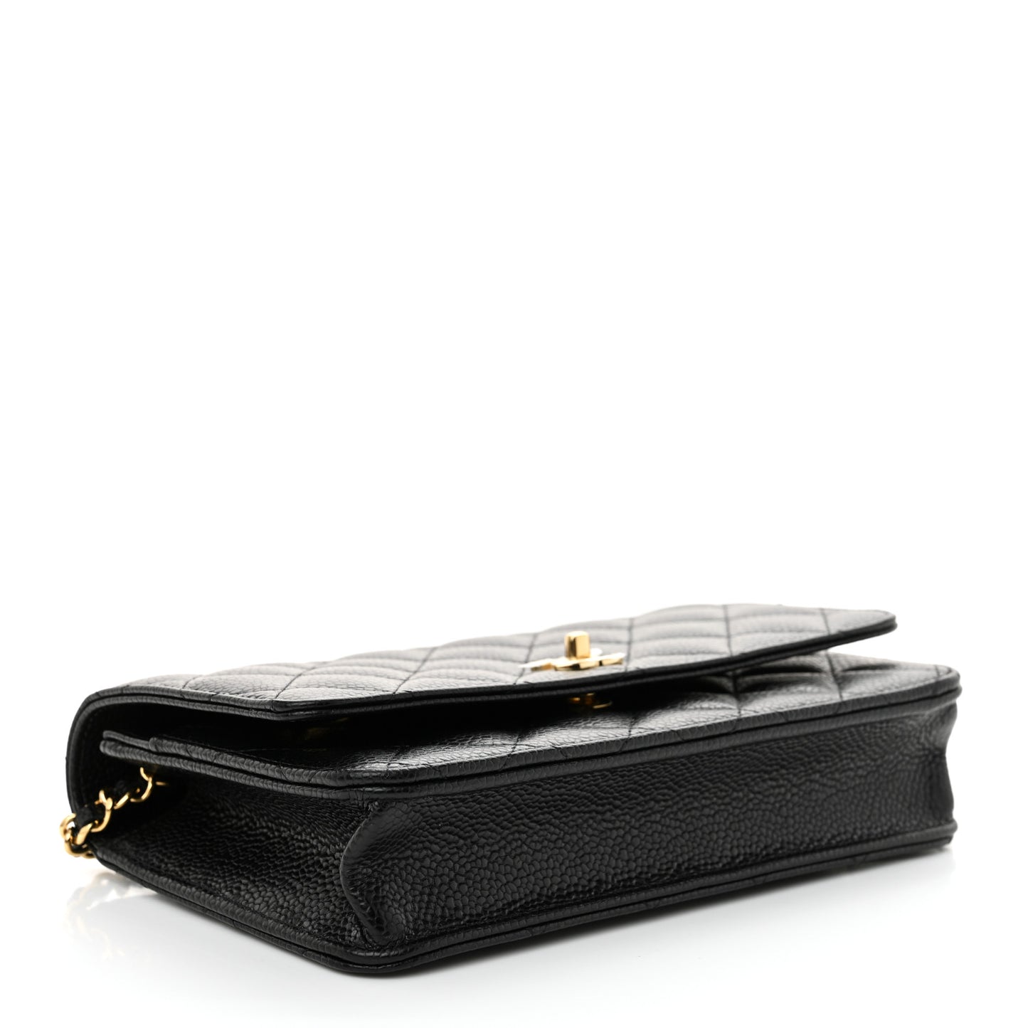 Caviar Quilted CC Turnlock Wallet On Chain WOC Black