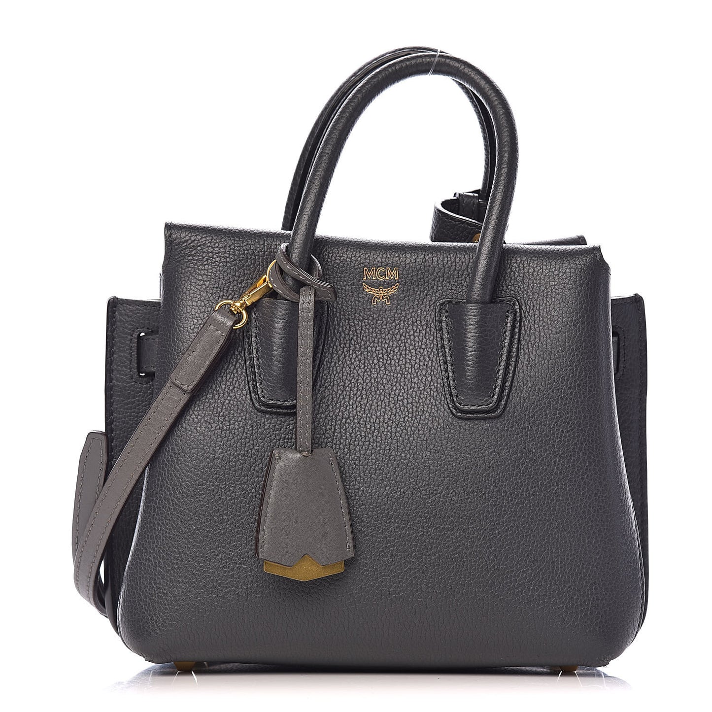 Grained Calfskin Mini Milla Tote Phantom Grey