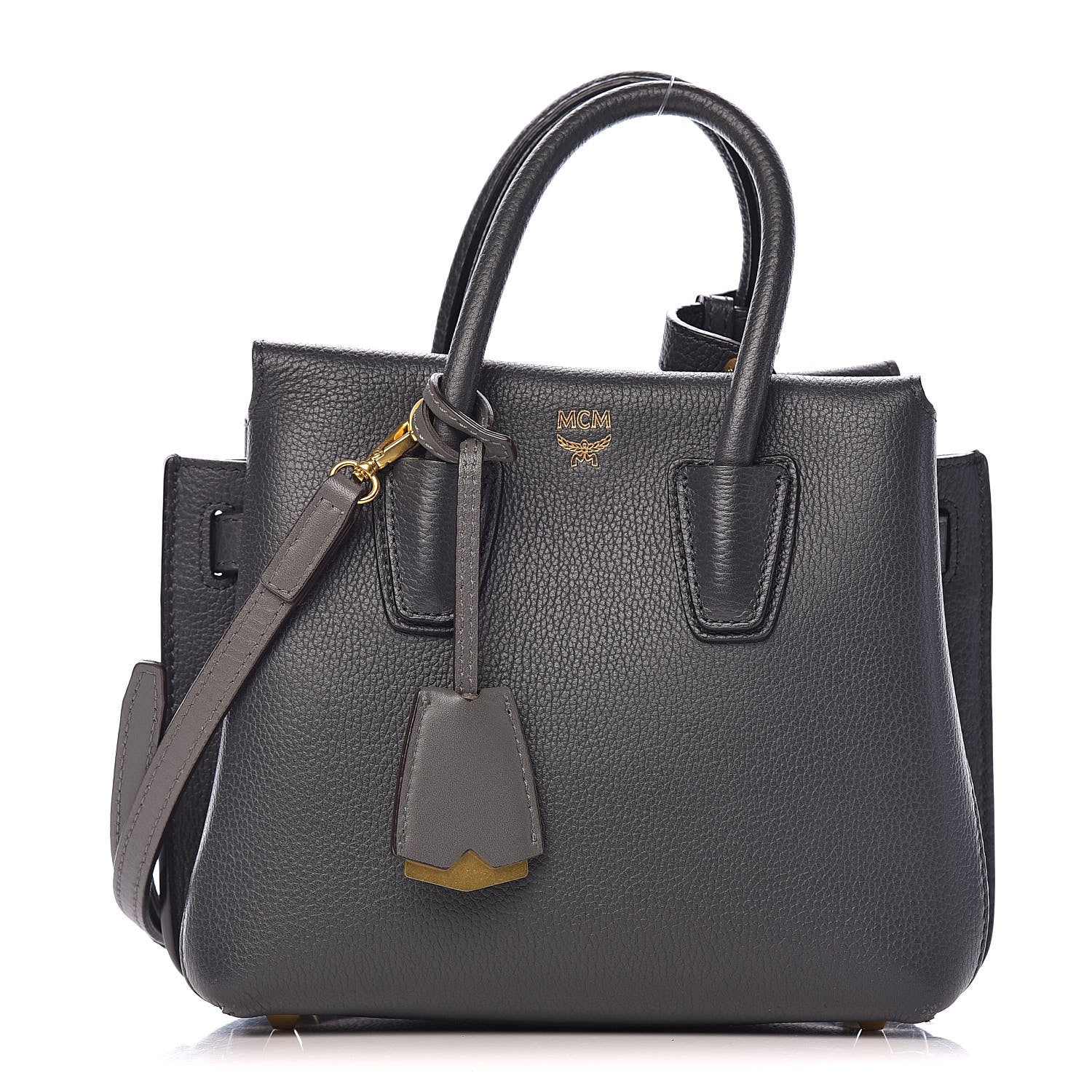 MCM Grained Calfskin Mini Milla Tote Phantom Grey 1 of 12