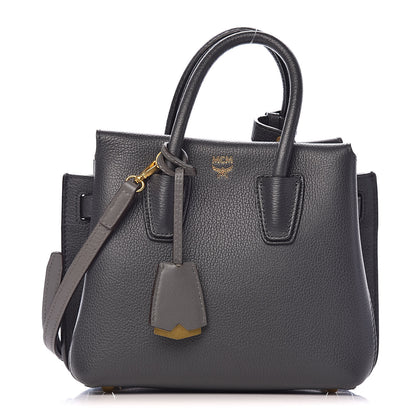 MCM Grained Calfskin Mini Milla Tote Phantom Grey 1 of 12