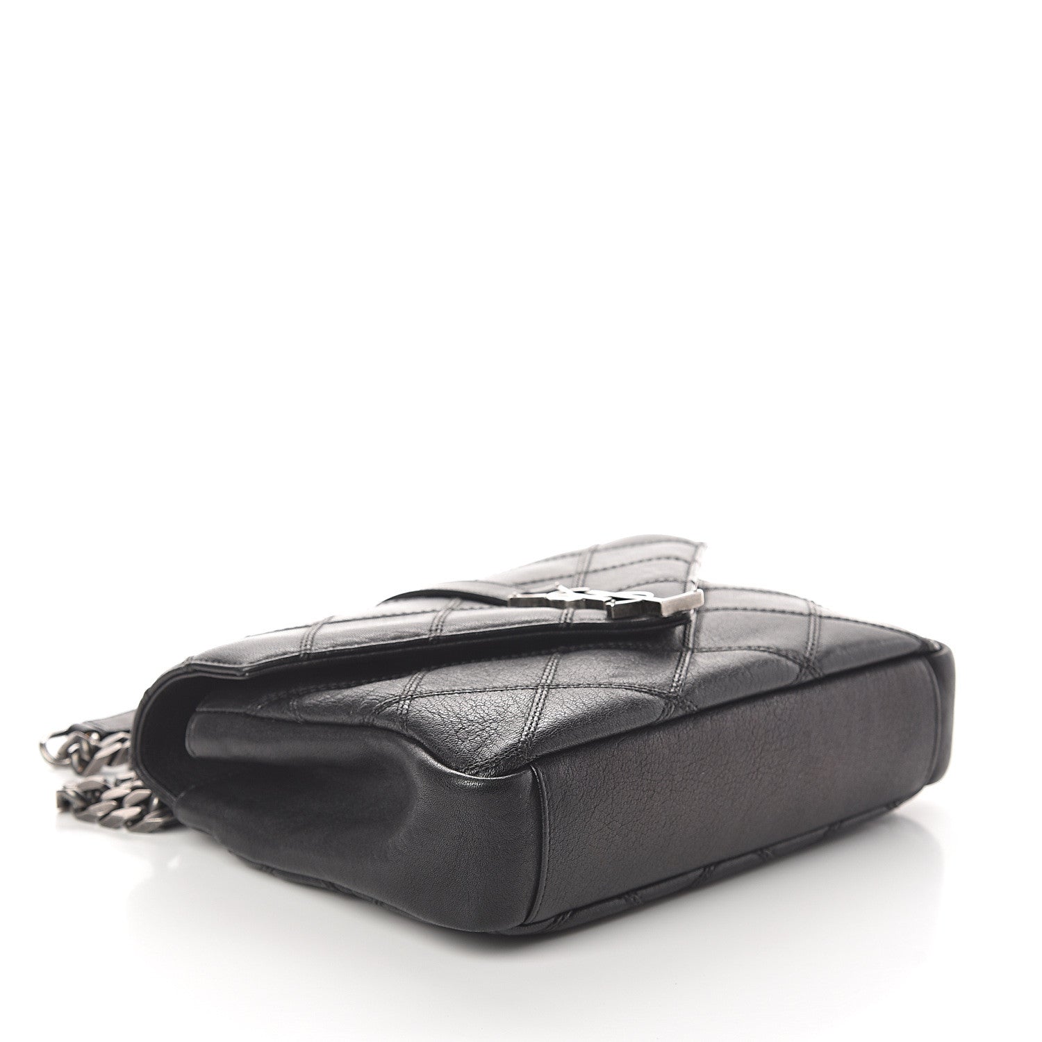 Saint Laurent Calfskin Matelasse Diamond Quilted Monogram Medium College Bag Black 3 of 8