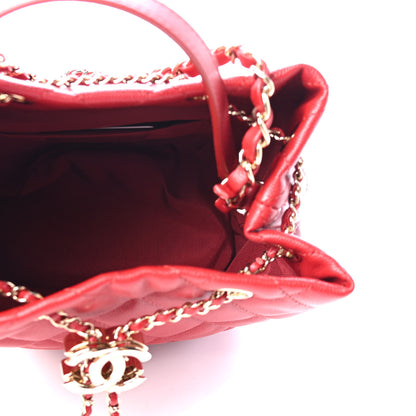 Chanel Caviar Quilted Rolled Up Bucket Drawstring Bag Red 4 of 4
