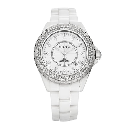 Chanel Stainless Steel Ceramic Diamond Pave Bezel 42mm J12 Automatic Watch White 1 of 4