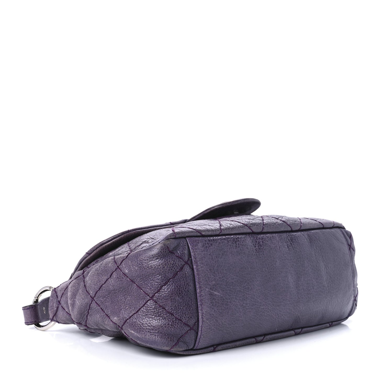 Glazed Calfskin Stitched On The Road Flap Purple