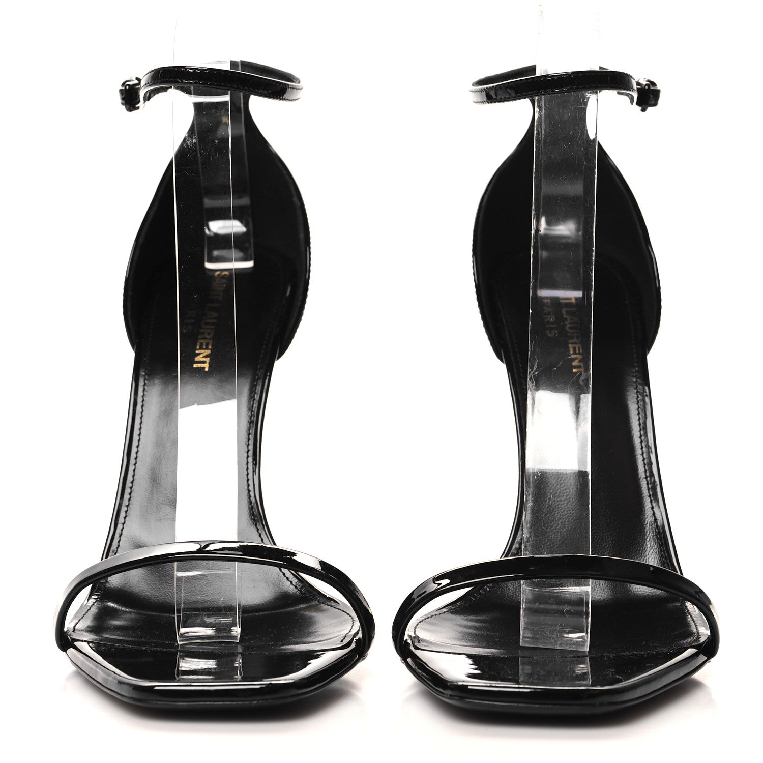 Saint Laurent Patent Calfskin Opyum 110 Sandals 41 Black Gold 2 of 9