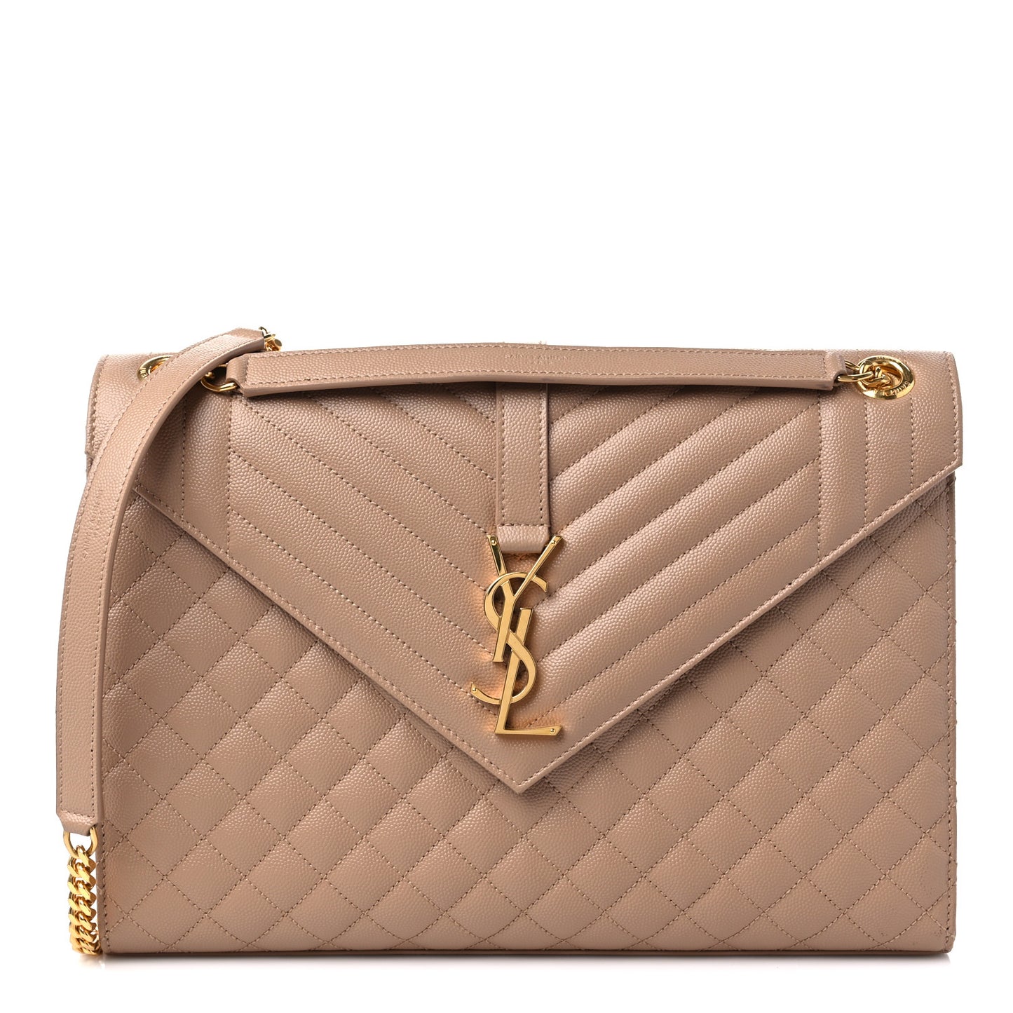 Grain De Poudre Mixed Matelasse Large Triquilt Monogram Satchel Dark Beige