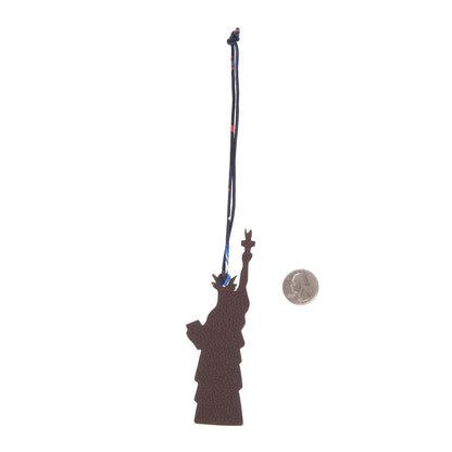 Hermes Togo Epsom Petit H Statue of Liberty Bag Charm Chocolate Gold 2 of 3