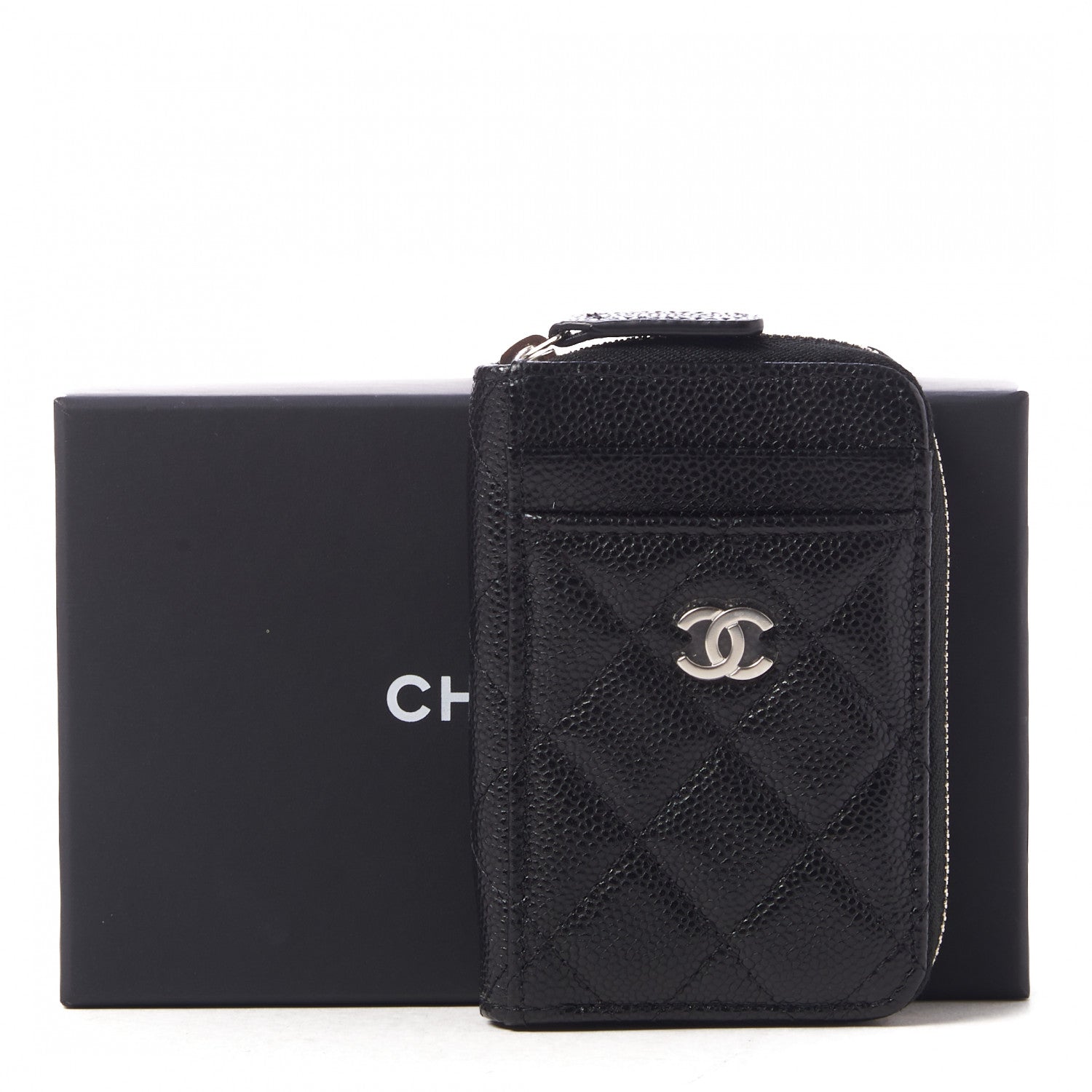 Chanel Caviar Quilted Zip Card Holder Black 9 of 9