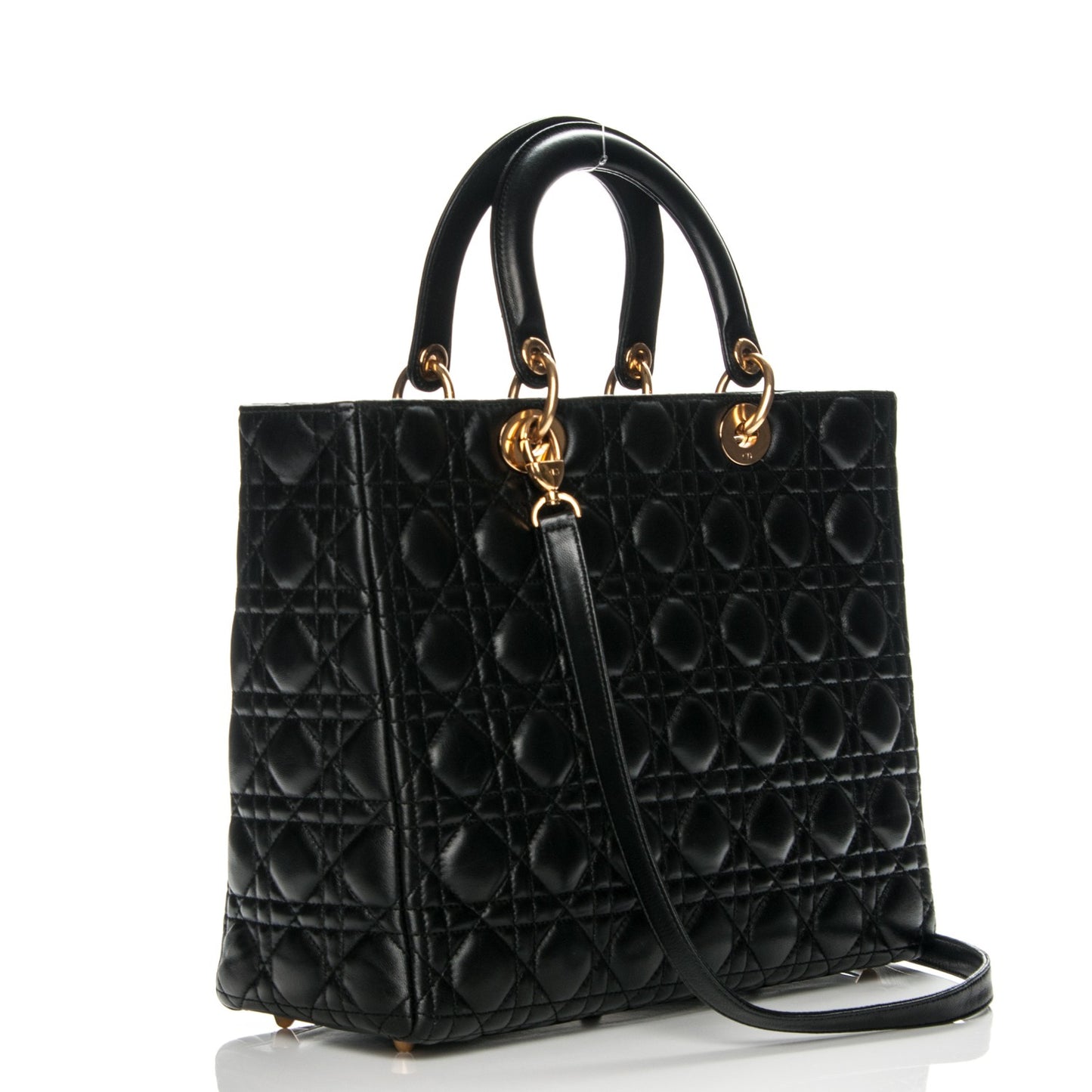 Lambskin Cannage Large Lady Dior Black