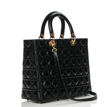 Christian Dior Lambskin Cannage Large Lady Dior Black 3 of 7