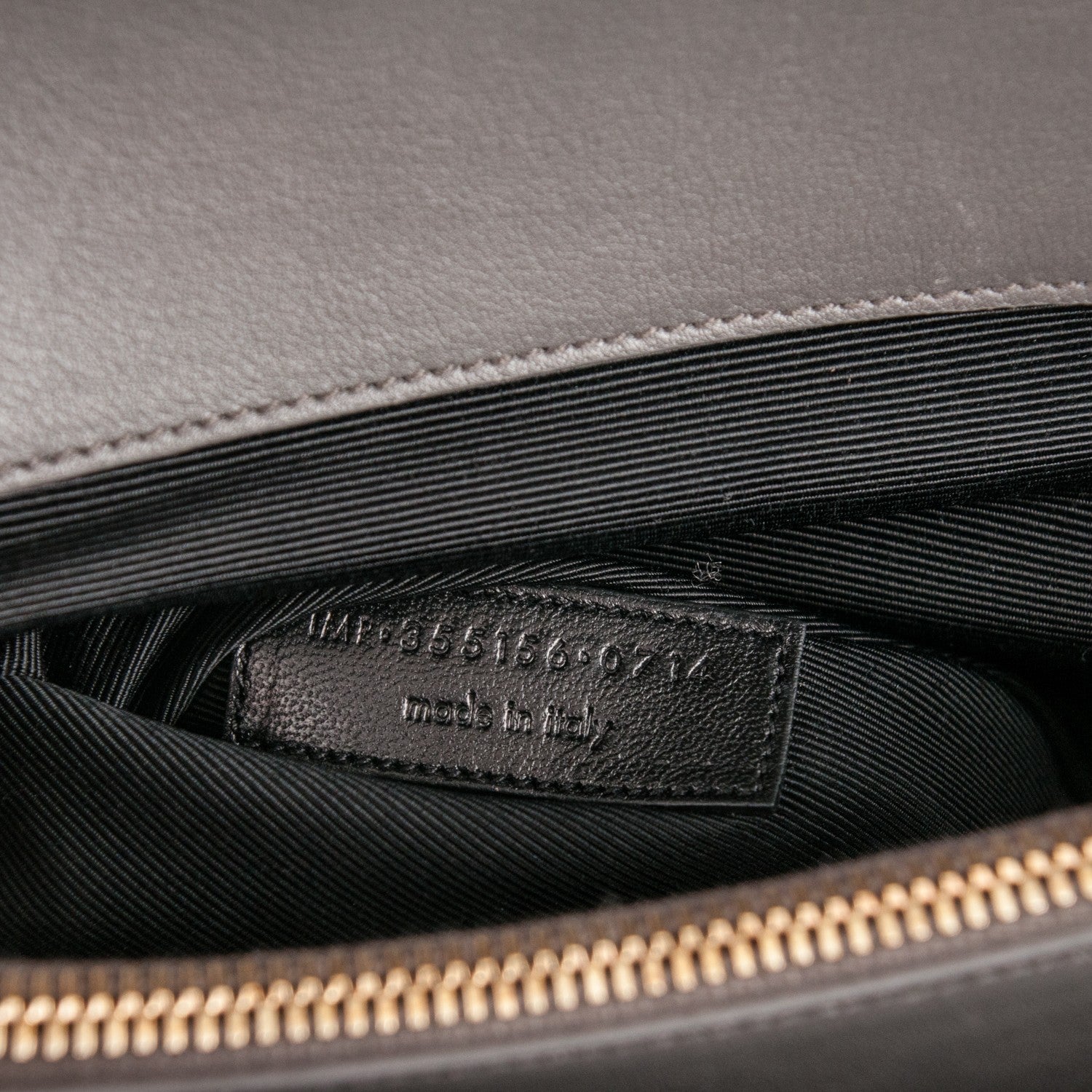 Saint Laurent Calfskin Crocodile Embossed Medium Moujik Top Handle Bag Fog 7 of 7