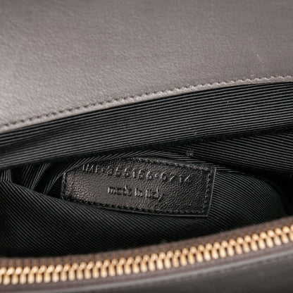 Saint Laurent Calfskin Crocodile Embossed Medium Moujik Top Handle Bag Fog 7 of 7