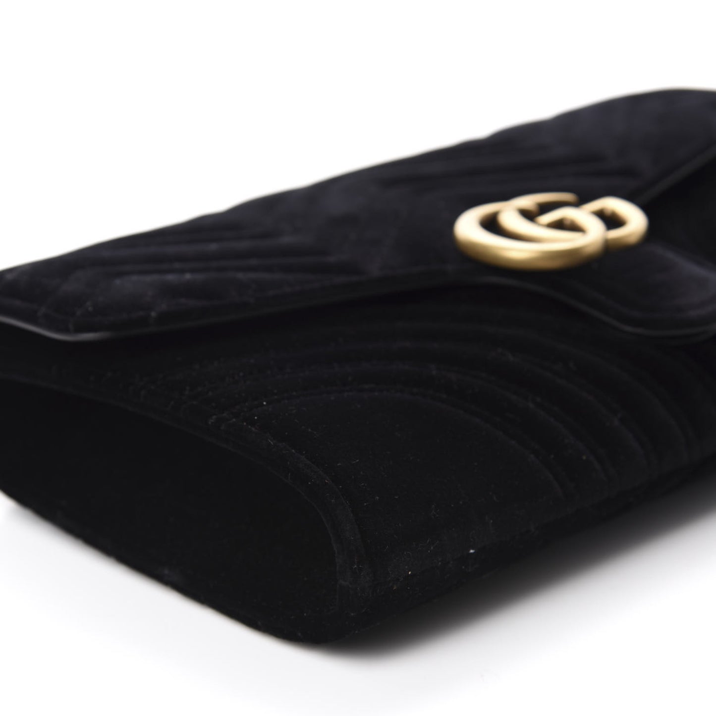 Velvet Matelasse GG Marmont Clutch Black