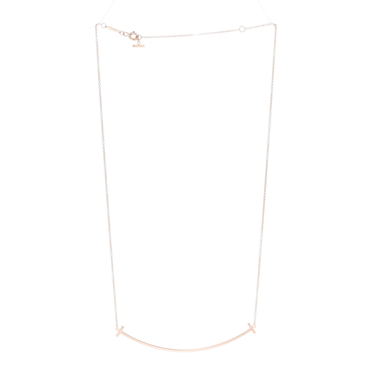 Tiffany 18K Rose Gold Large T Smile Pendant Necklace 3 of 5