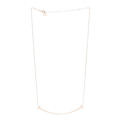 Tiffany 18K Rose Gold Large T Smile Pendant Necklace 3 of 5