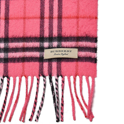 Burberry Cashmere Vintage Check Fringe Scarf Bright Pink 5 of 5