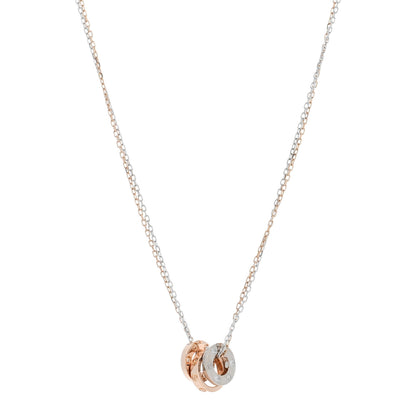 Cartier 18K White Pink Gold Diamond Three Ring LOVE Pendant Necklace 1 of 4