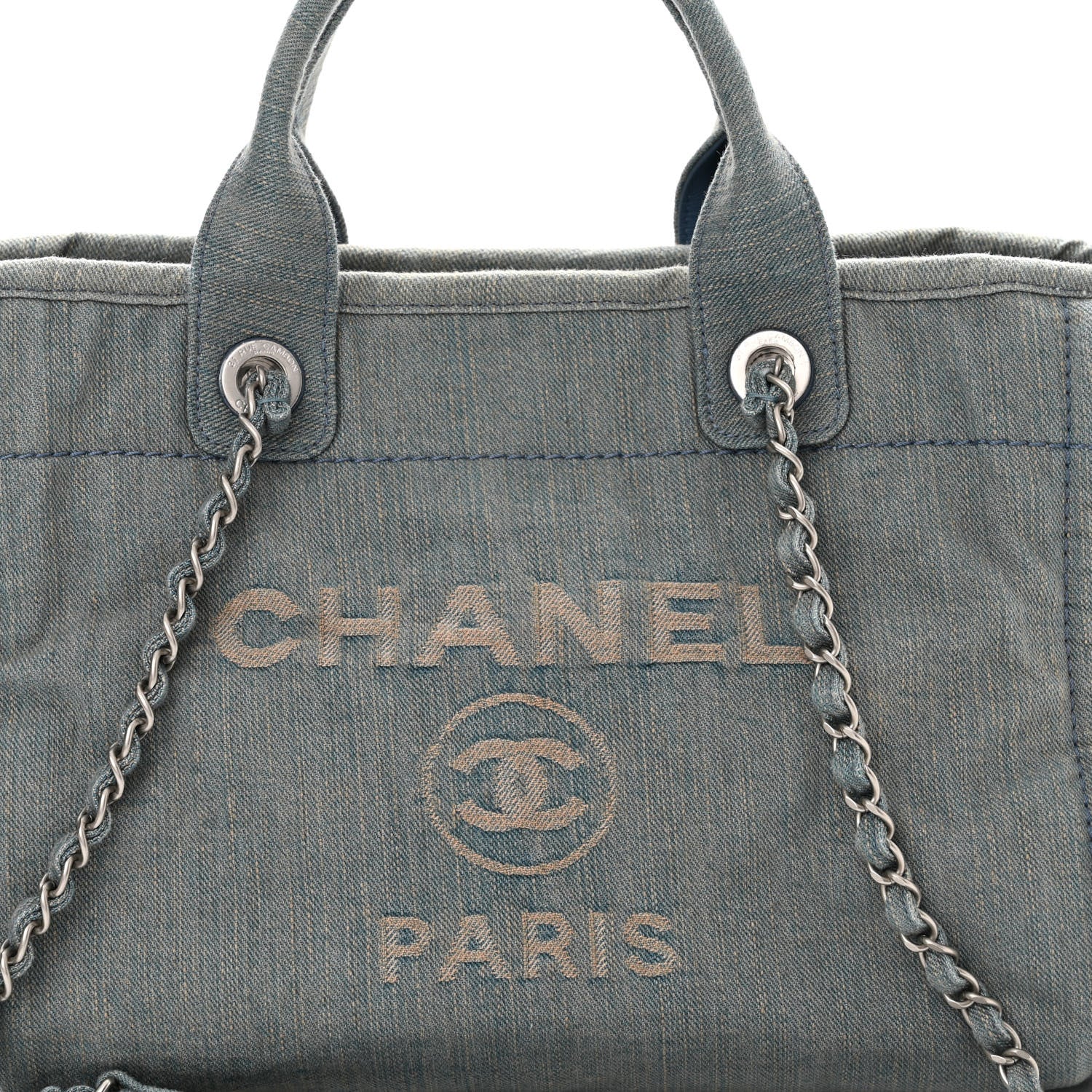 Chanel Denim Small Deauville Tote Light Blue 8 of 12