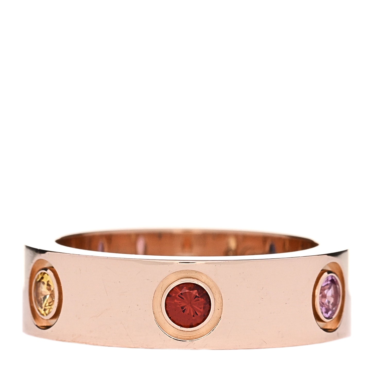 18K Pink Gold Sapphire Garnet Amethyst 5.5mm LOVE Ring 50 5.25