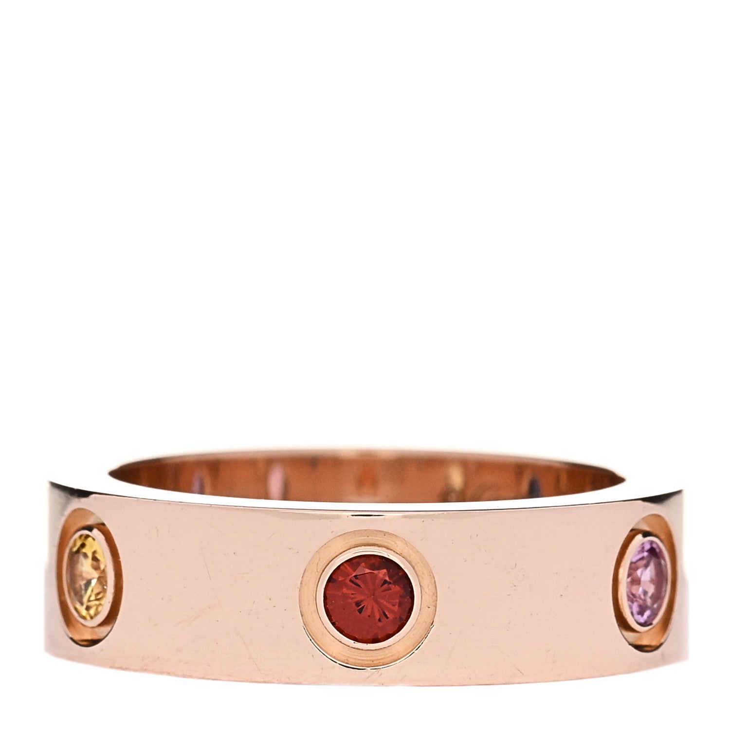 Cartier 18K Pink Gold Sapphire Garnet Amethyst 5.5mm LOVE Ring 50 5.25 1 of 5