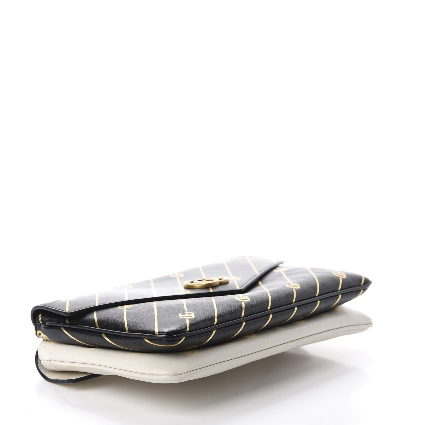 Calfskin Diagonal GG Medium Thiara Double Envelope Shoulder Bag Black White