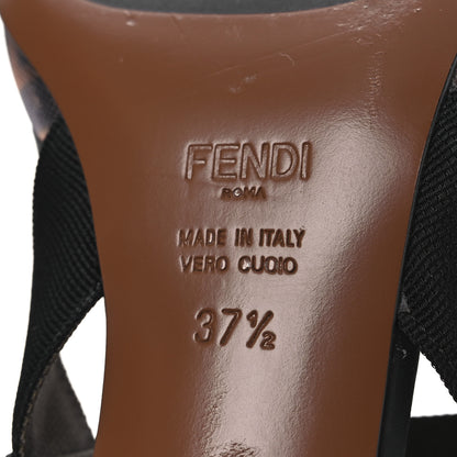 Fendi Technical Mesh FF Colibri 55mm Slingback Pumps 37.5 Tobacco Moro Bordeaux Black Militare 9 of 12