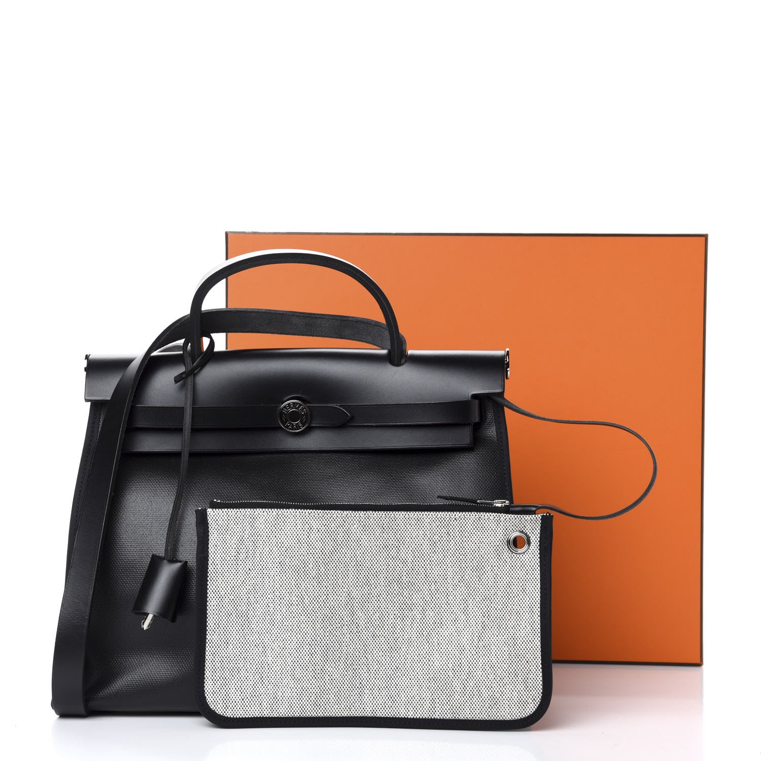 Hermes Toile H Berline Vache Hunter Herbag Zip PM 31 Black Ecru 9 of 9