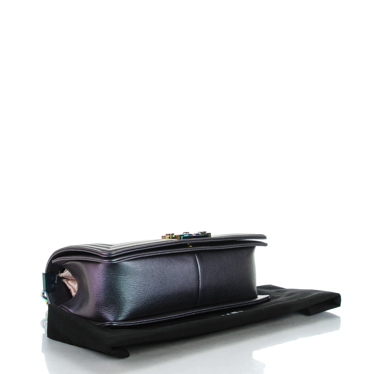 Iridescent Goatskin Quilted Medium Boy Flap Purple