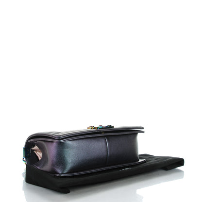 Chanel Iridescent Goatskin Quilted Medium Boy Flap Purple 4 of 8